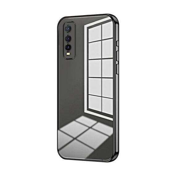 Per vivo Y70s / iQOO U1 / Y51s / Y70t Custodia per telefono con foro sottile con placcatura trasparente (Nero)