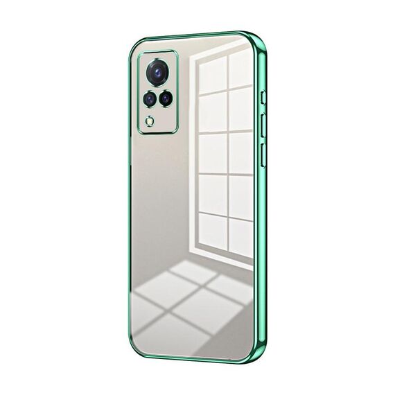 Custodia per telefono con foro sottile con placcatura trasparente per vivo S9 (verde)