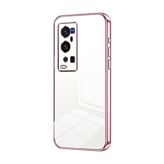 Per vivo X60 Pro+ Custodia per telefono con foro sottile con placcatura trasparente (rosa)