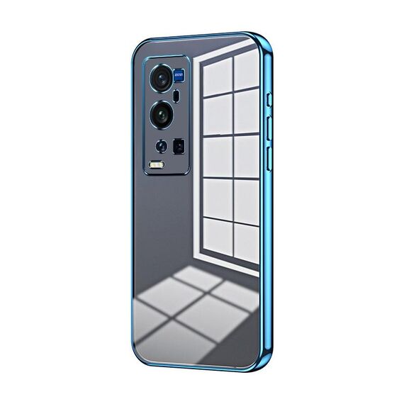 Per vivo X60 Pro+ Custodia per telefono con foro sottile con placcatura trasparente (blu)