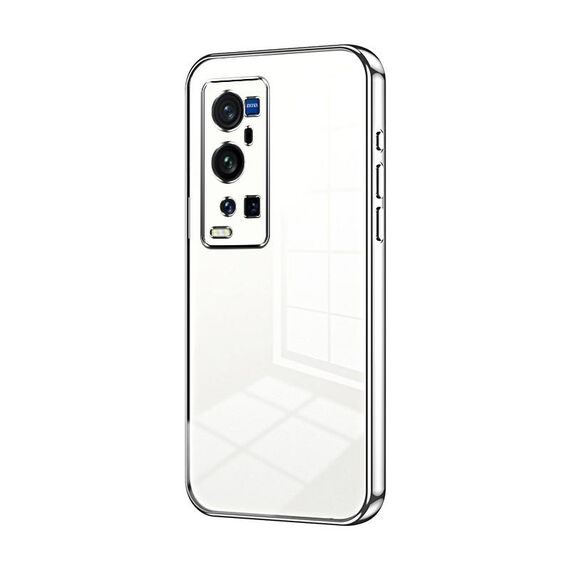 Per vivo X60 Pro+ Custodia per telefono con foro sottile con placcatura trasparente (Argento)