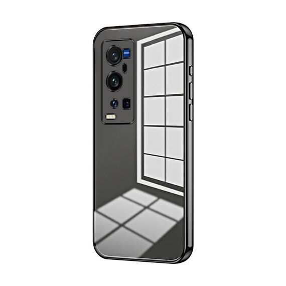 Per vivo X60 Pro+ Custodia per telefono con foro sottile con placcatura trasparente (nera)