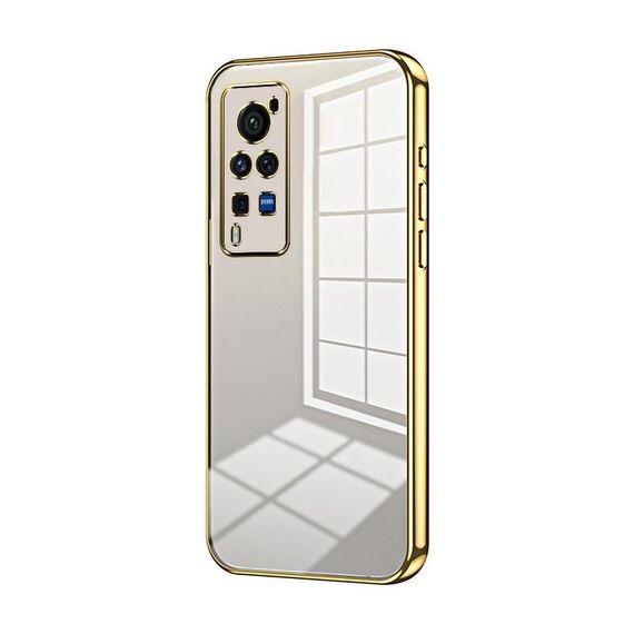 Per vivo X60 Pro Custodia per telefono con foro sottile con placcatura trasparente (oro)