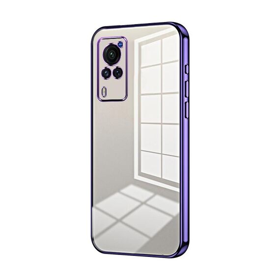 Per vivo X60 Custodia per telefono con schermo curvo con placcatura trasparente e foro fine (viola)
