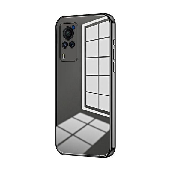 Per vivo X60 Custodia per telefono con schermo curvo con placcatura trasparente e foro fine (nero)