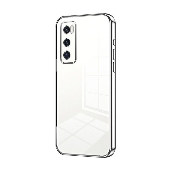 Per vivo V20 SE / Y70 Custodia per telefono con foro sottile con placcatura trasparente (Argento)