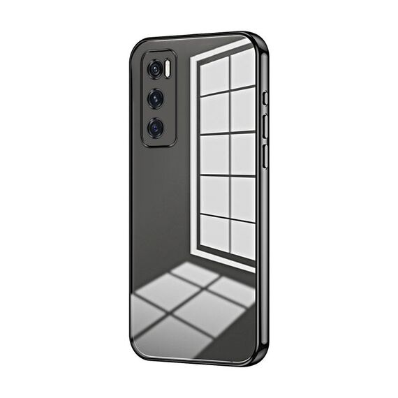 Per vivo V20 SE / Y70 Custodia per telefono con foro sottile con placcatura trasparente (nera)