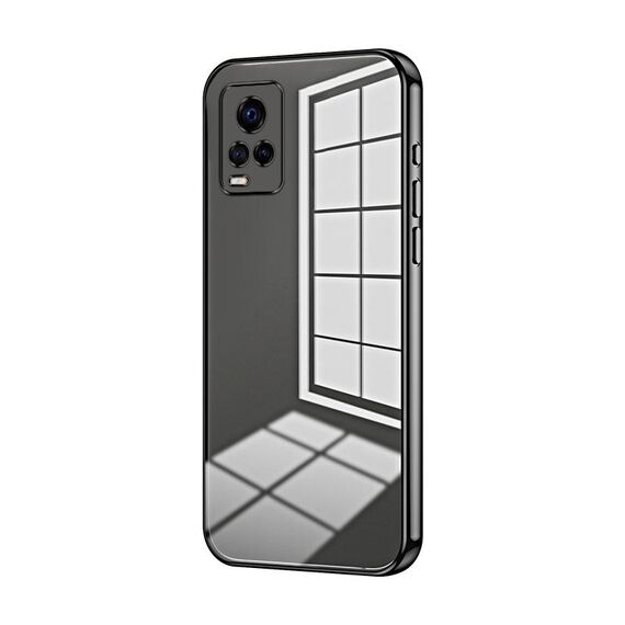 Per vivo S7 / V20 Pro Custodia per telefono con foro sottile con placcatura trasparente (nera)
