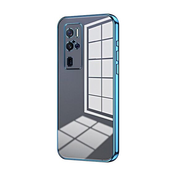Per vivo X50 Pro+ Custodia per telefono con foro sottile con placcatura trasparente (blu)