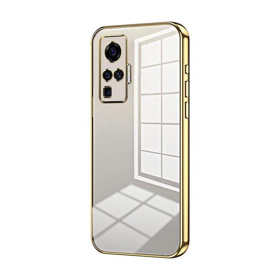 Per vivo X50 Pro Custodia per telefono con foro sottile con placcatura trasparente (oro)