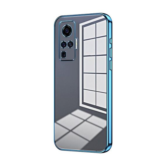 Per vivo X50 Pro Custodia per telefono con foro sottile con placcatura trasparente (blu)