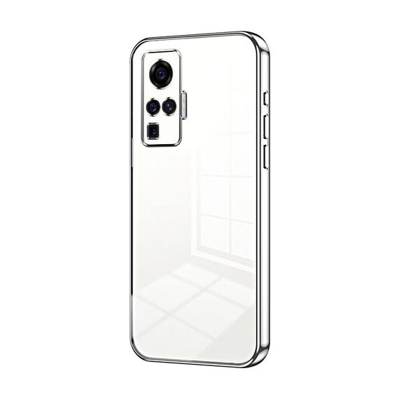 Per vivo X50 Pro Custodia per telefono con foro sottile con placcatura trasparente (Argento)