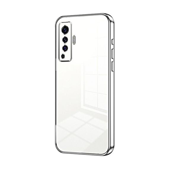 Per vivo X50 Custodia per telefono con foro sottile con placcatura trasparente (Argento)
