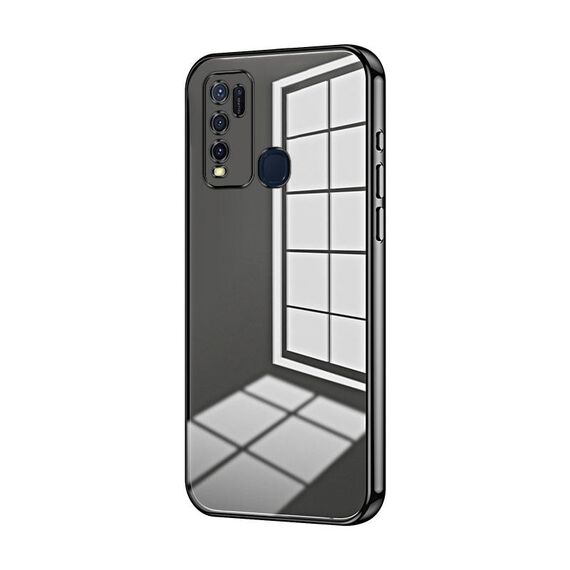 Per vivo Y50 / Y30 Custodia per telefono con foro sottile con placcatura trasparente (nera)