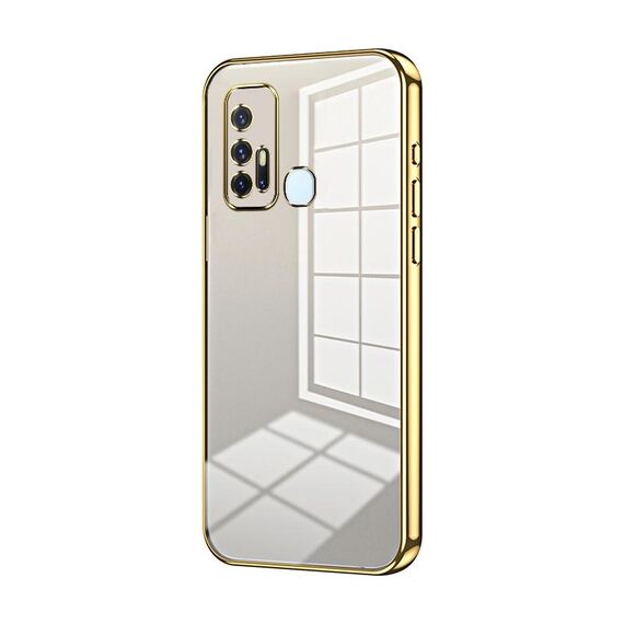 Per vivo Z6 5G Custodia per telefono con foro sottile con placcatura trasparente (oro)