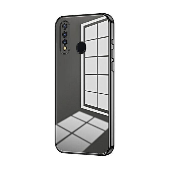 Per vivo Y5s / U3 / Z5i / U20 / Y19 Custodia per telefono con foro sottile con placcatura trasparente (Nero)