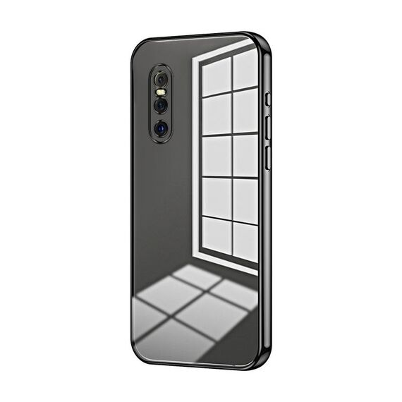 Per vivo X27 Custodia per telefono con foro sottile con placcatura trasparente (nera)
