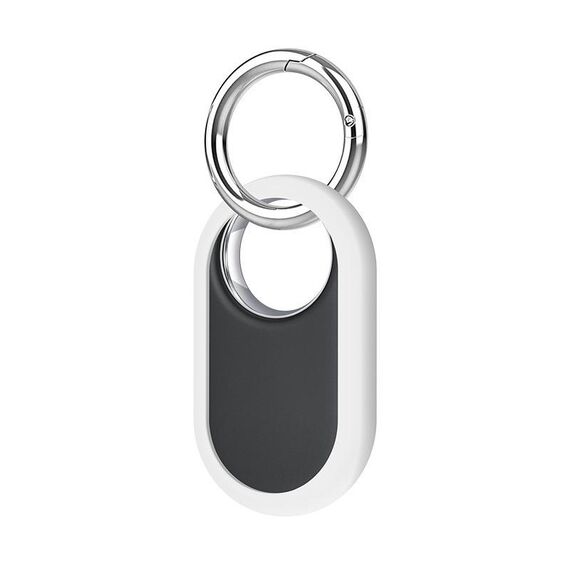 Per Samsung Galaxy SmartTag2 Tracker Custodia protettiva in silicone semiavvolta con anello di sospensione in metallo (bianco)