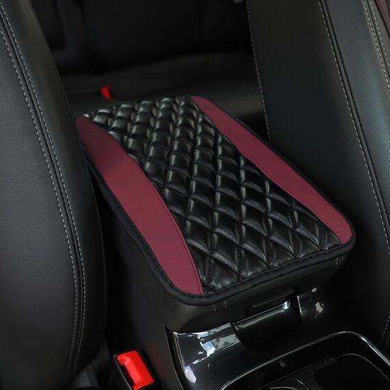 Copri bracciolo per auto in pelle PU, tappetino per console centrale auto, 32x19 cm (rosso vino)