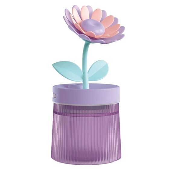 Umidificatore per aromaterapia USB con luce colorata idratante spray per fiori, colore: viola girasole