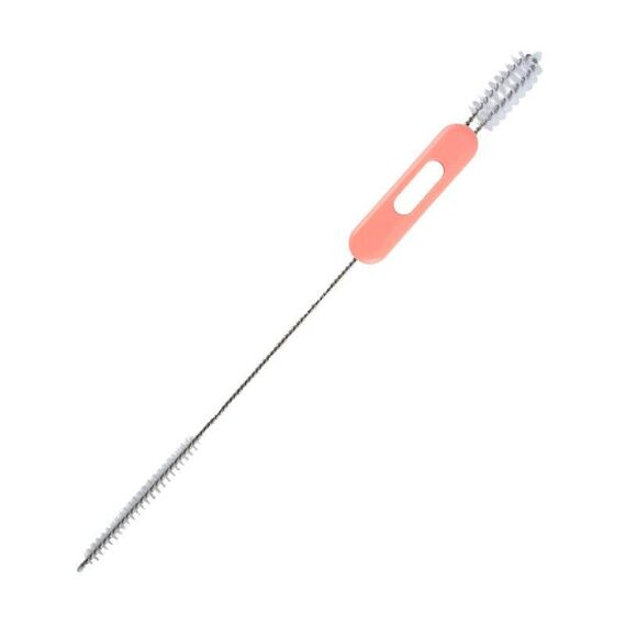 Spazzola multifunzionale per la pulizia del coperchio della cannuccia Pettine per fessure in nylon in acciaio inossidabile (rosa)
