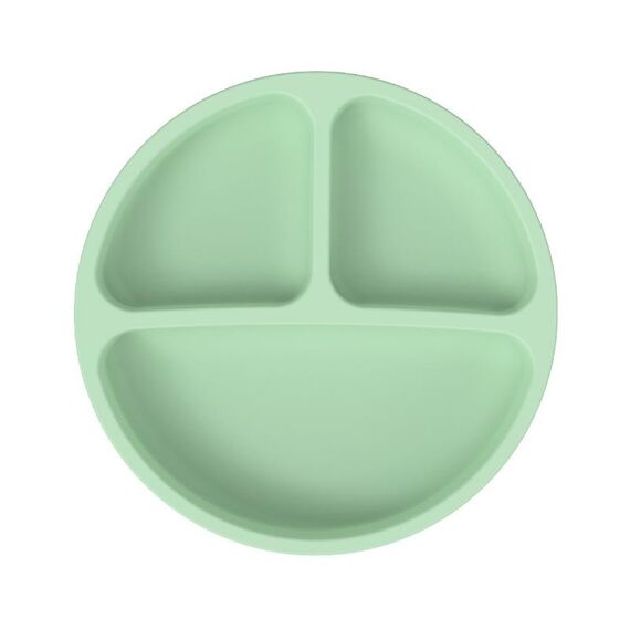 Piatto a ventosa in silicone per bambini a 3 scomparti Ciotola per alimentazione complementare per bambini(Verde)