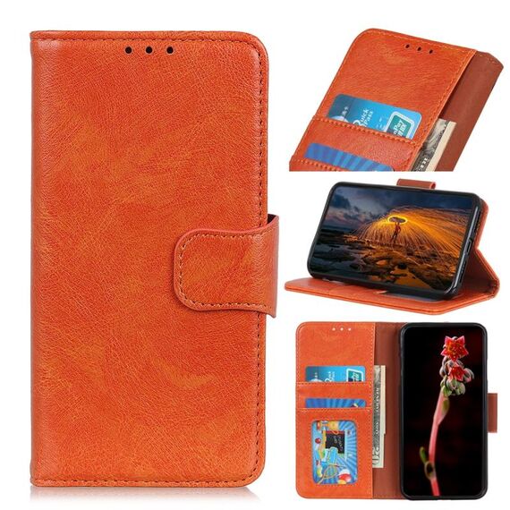 Per Xiaomi Redmi K70E / POCO X6 Pro Custodia per cellulare in pelle con texture nappa orizzontale (arancione)