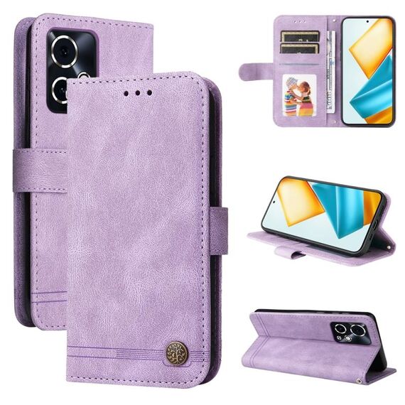 Per Honor 90 GT Skin Feel Life Tree Custodia in pelle con bottoni in metallo (viola)