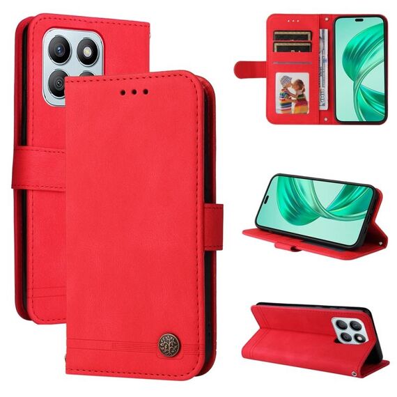 Custodia per telefono in pelle con bottoni in metallo Skin Feel Life Tree per Honor X8b (rossa)