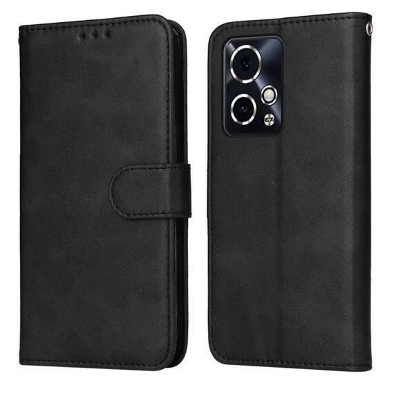 Custodia per telefono in pelle flip con texture classica in vitello per Honor 90 GT (nera)
