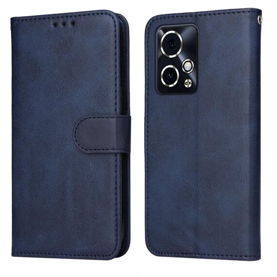 Custodia per telefono in pelle flip con texture classica in vitello per Honor 90 GT (blu)