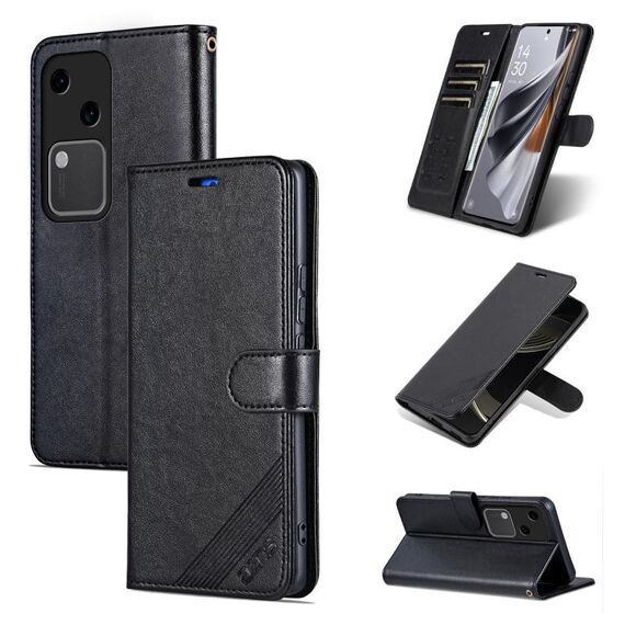 Per vivo S18 AZNS Custodia per cellulare in pelle con texture in pelle di pecora (nera)