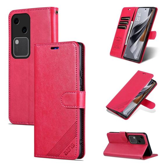 Per vivo S18 AZNS Custodia per cellulare in pelle con texture in pelle di pecora (rossa)