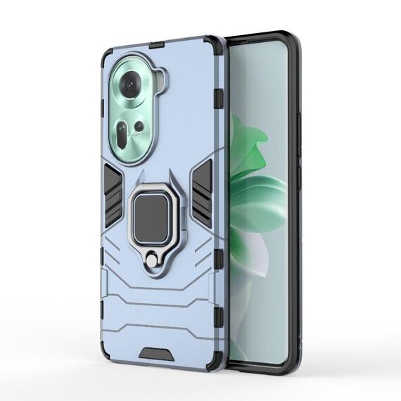 Per OPPO Reno11 5G Global PC + Custodia protettiva antiurto in TPU con supporto per anello magnetico (blu navy)