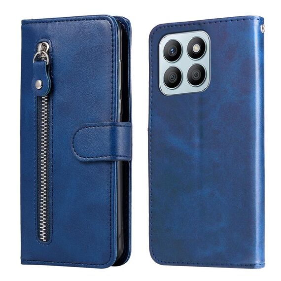 Per Honor X8b Custodia per cellulare in pelle con cerniera alla moda con texture di vitello (blu)