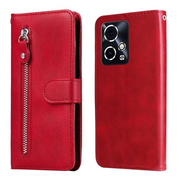 Custodia per cellulare in pelle con cerniera alla moda per Honor 90 GT (rossa)