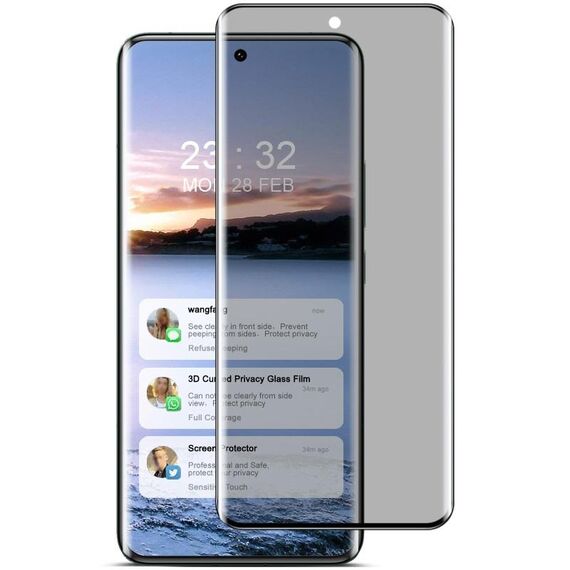 Per Xiaomi 14 Pro 5G IMAK 3D Pellicola in vetro temperato antiriflesso curvo per la privacy