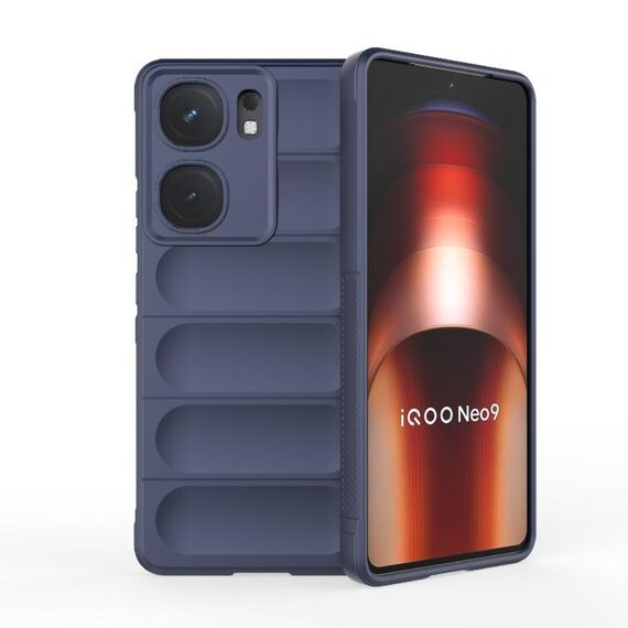 Per vivo iQOO Neo9 Magic Shield TPU + custodia per telefono in flanella (blu scuro)