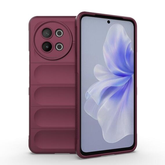 Per vivo S18E 5G Magic Shield TPU + custodia per telefono in flanella (vino rosso)