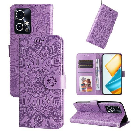 Custodia per telefono in pelle girasole goffrata per Honor 90 GT (viola)