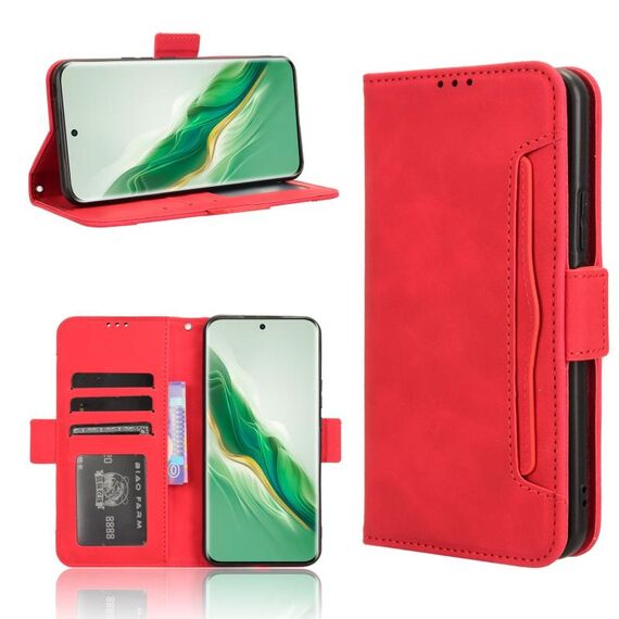 Custodia per telefono in pelle con texture di vitello per Honor Magic6 5G (rosso)