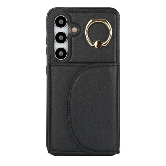 Per Samsung Galaxy S24+ 5G YM007 Custodia per porta carte con anello Skin Feel Custodia per telefono (nera)
