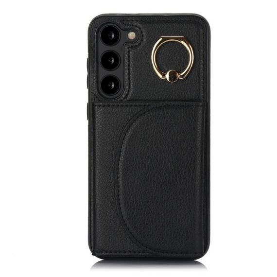 Per Samsung Galaxy S23+ 5G YM007 Custodia per porta carte con anello Skin Feel Custodia per telefono (nera)