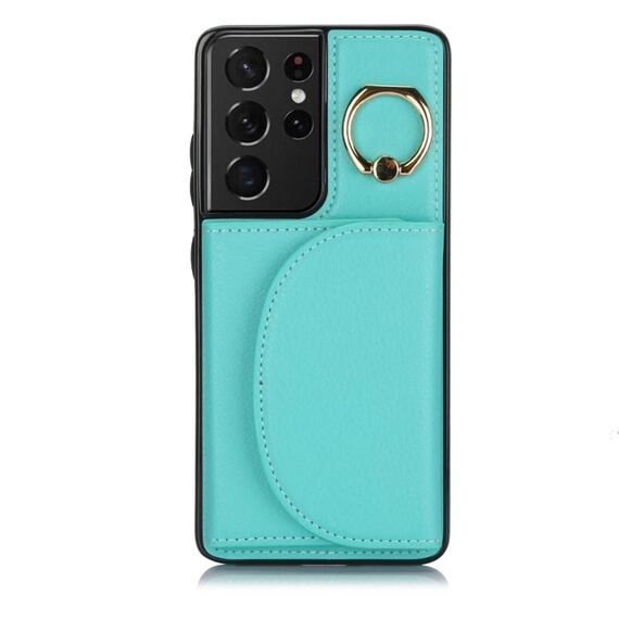 Per Samsung Galaxy S21 Ultra 5G YM007 Custodia per carta con supporto ad anello Custodia per telefono Skin Feel (verde)