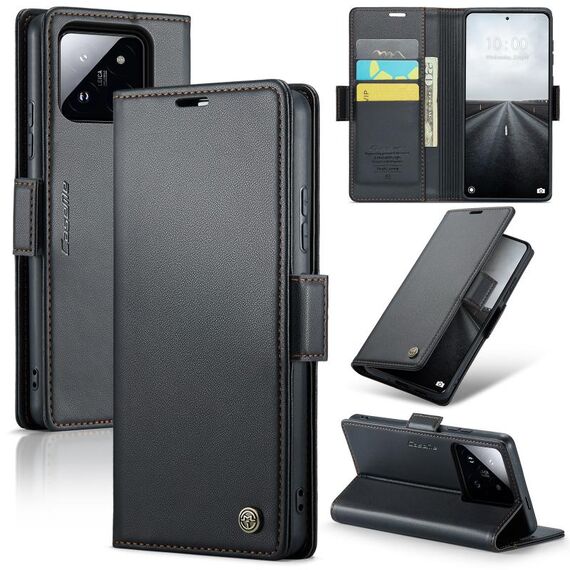 Per Xiaomi 14 Pro CaseMe 023 Custodia per telefono in pelle antifurto con fibbia a farfalla Litchi Texture RFID (nera)