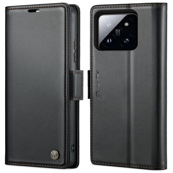 Per Xiaomi 14 CaseMe 023 Custodia per telefono in pelle antifurto con fibbia a farfalla Litchi Texture RFID (nera)