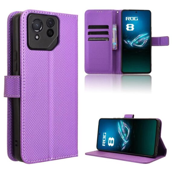 Custodia in pelle per ASUS ROG Phone 8 Pro Diamond Texture (viola)