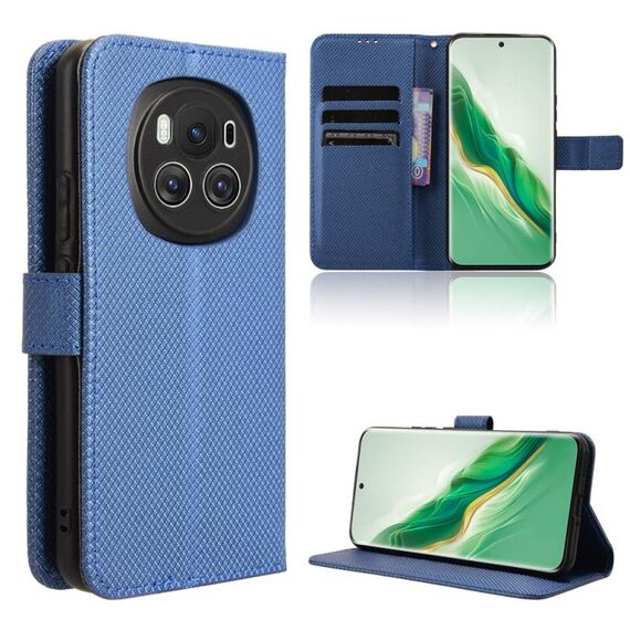 Custodia per telefono in pelle con texture diamante Honor Magic6 5G (blu)