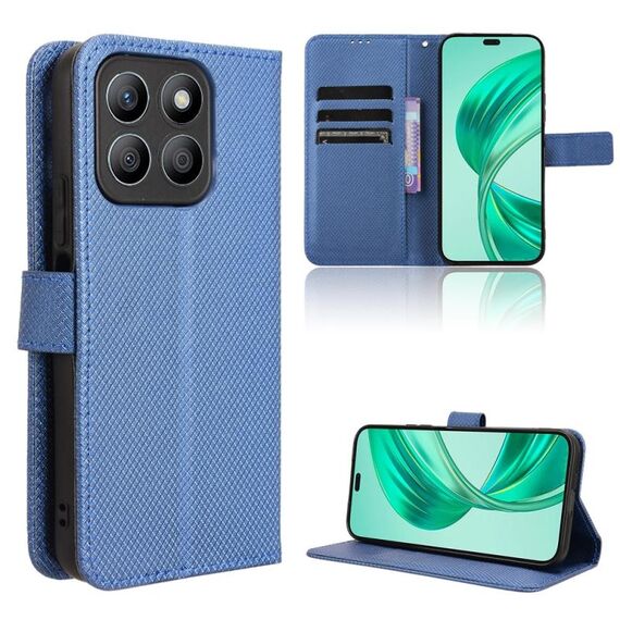 Custodia per cellulare in pelle con texture diamante per Honor X8b 4G (blu)