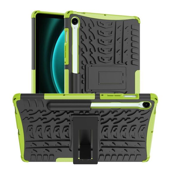Per Samsung Galaxy Tab S9 FE Tire Texture TPU + custodia per tablet PC con supporto (verde)